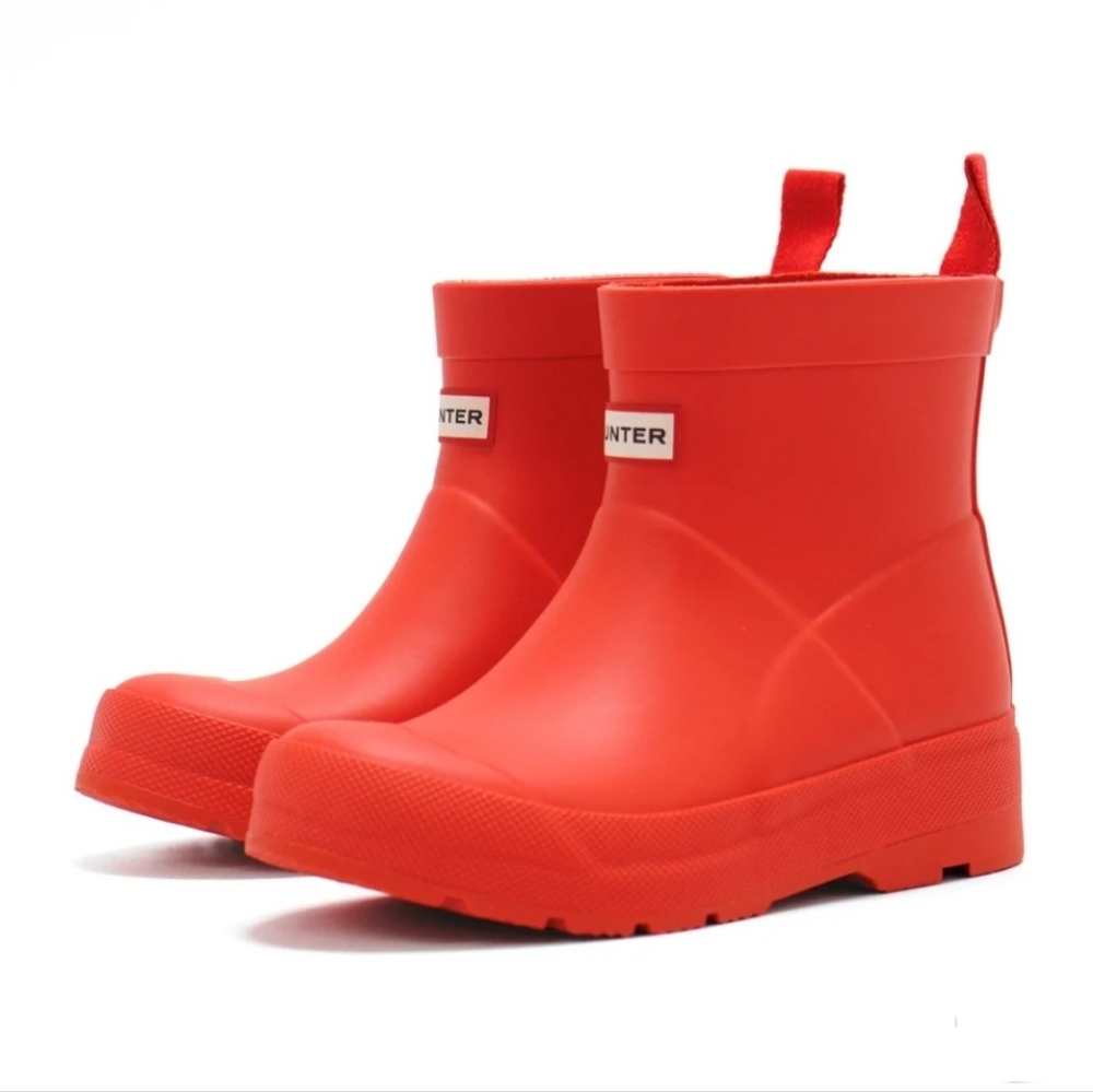 HUNTER NEW Play Rain Red Waterproof Boots Girls Boys Shoes Big Kids Size 2